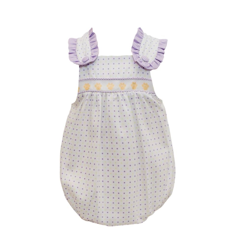 Purple/Gold Bitty Dot Tiger Paw Ribbon Bubble