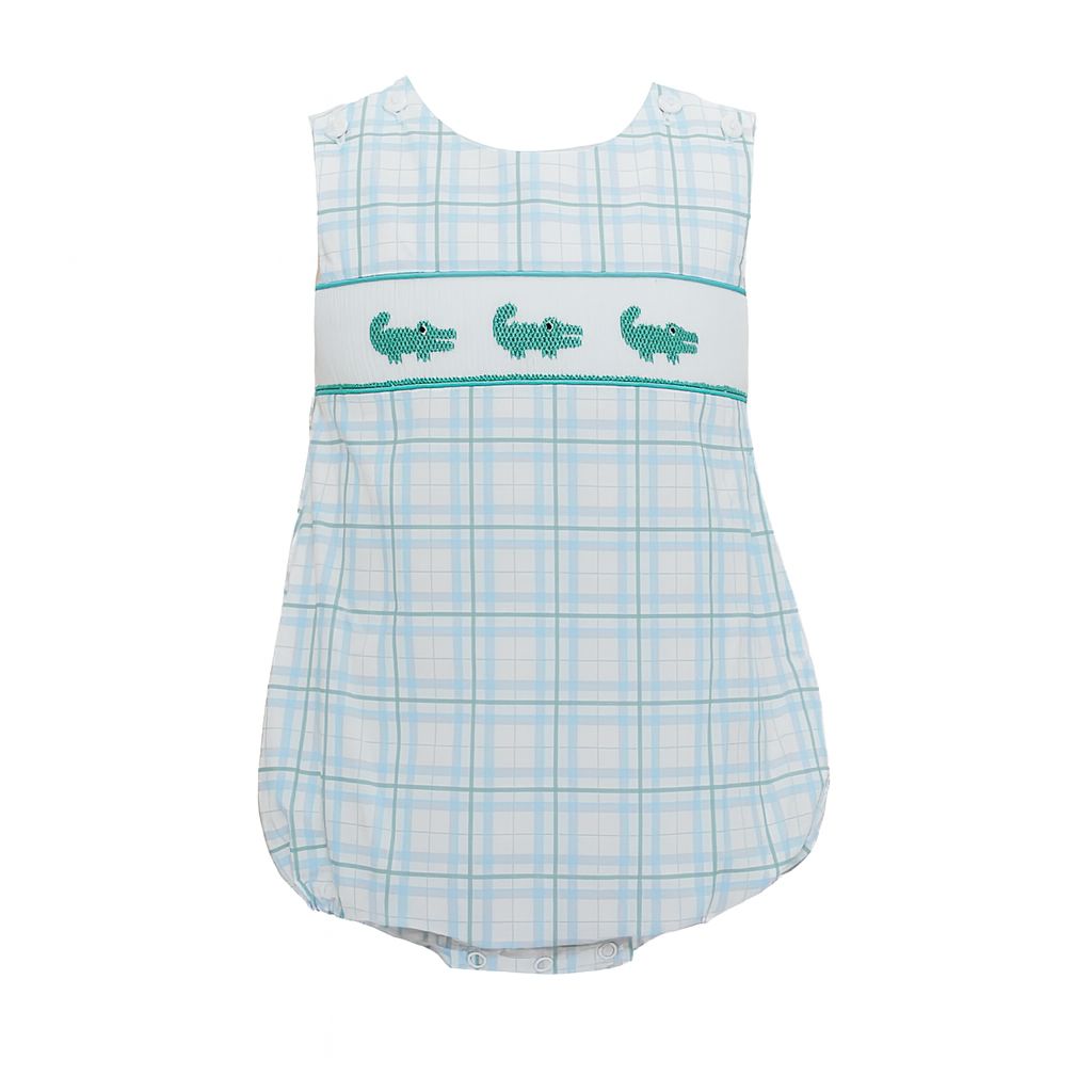 Ethan Smocked Gator Plaid Bubble