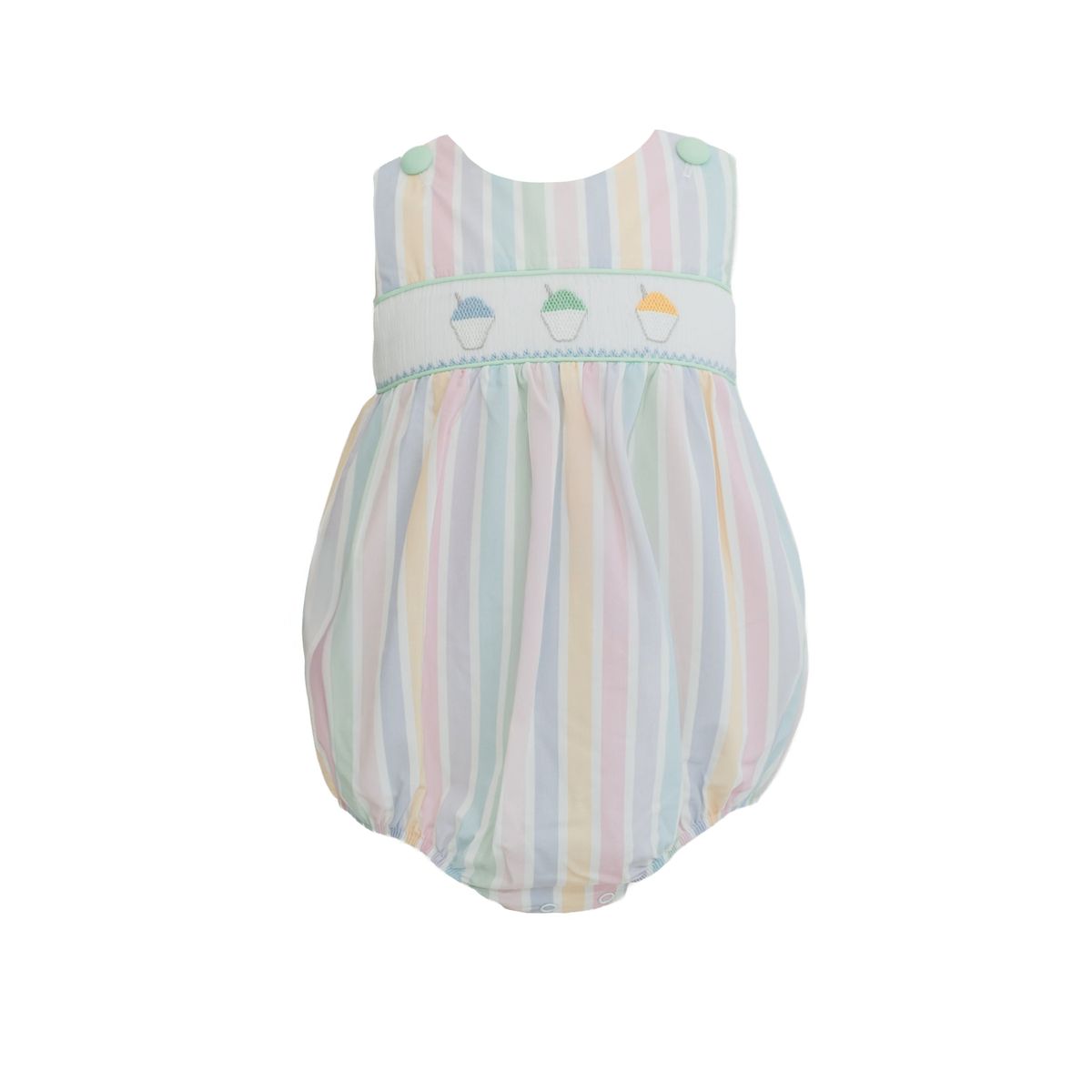 Ethan Snowball Smocked Striped Boy Bubble