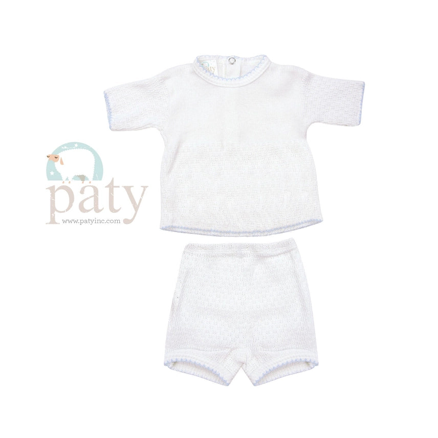 Paty Knit Shorts Set Blue