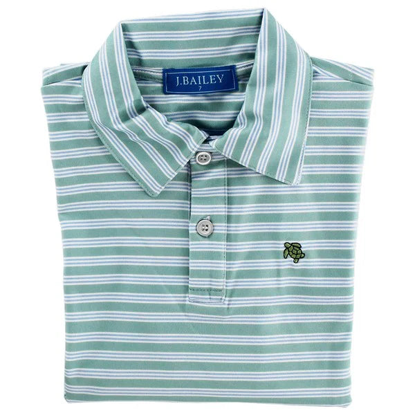 Harry Long Sleeve Performance Polo Moss & Blue