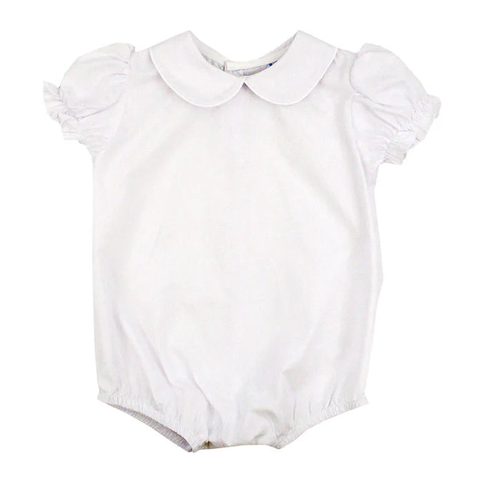 White Button Back Girls Short Sleeve Onesie