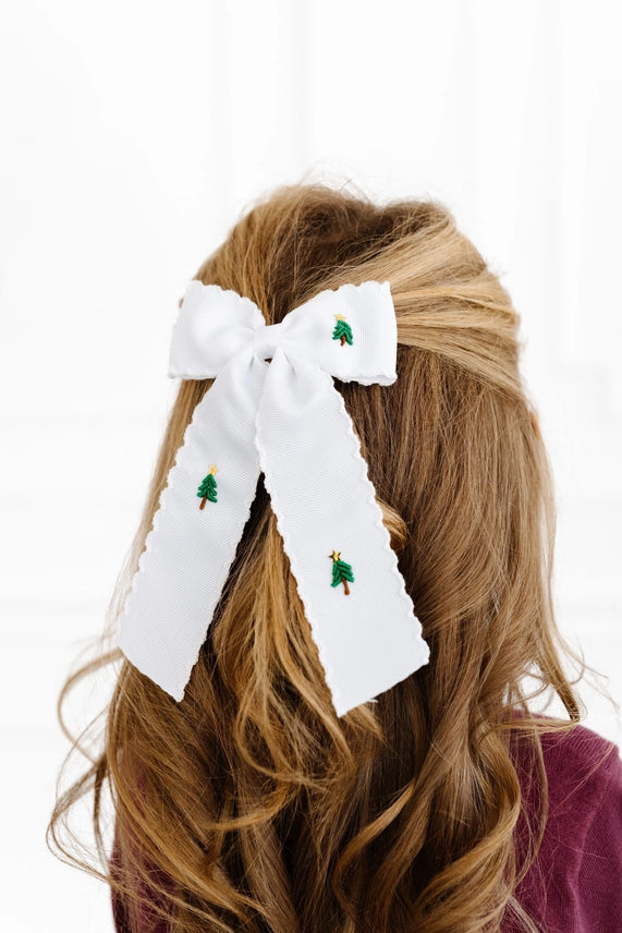 Bullion Christmas Tree Bow White