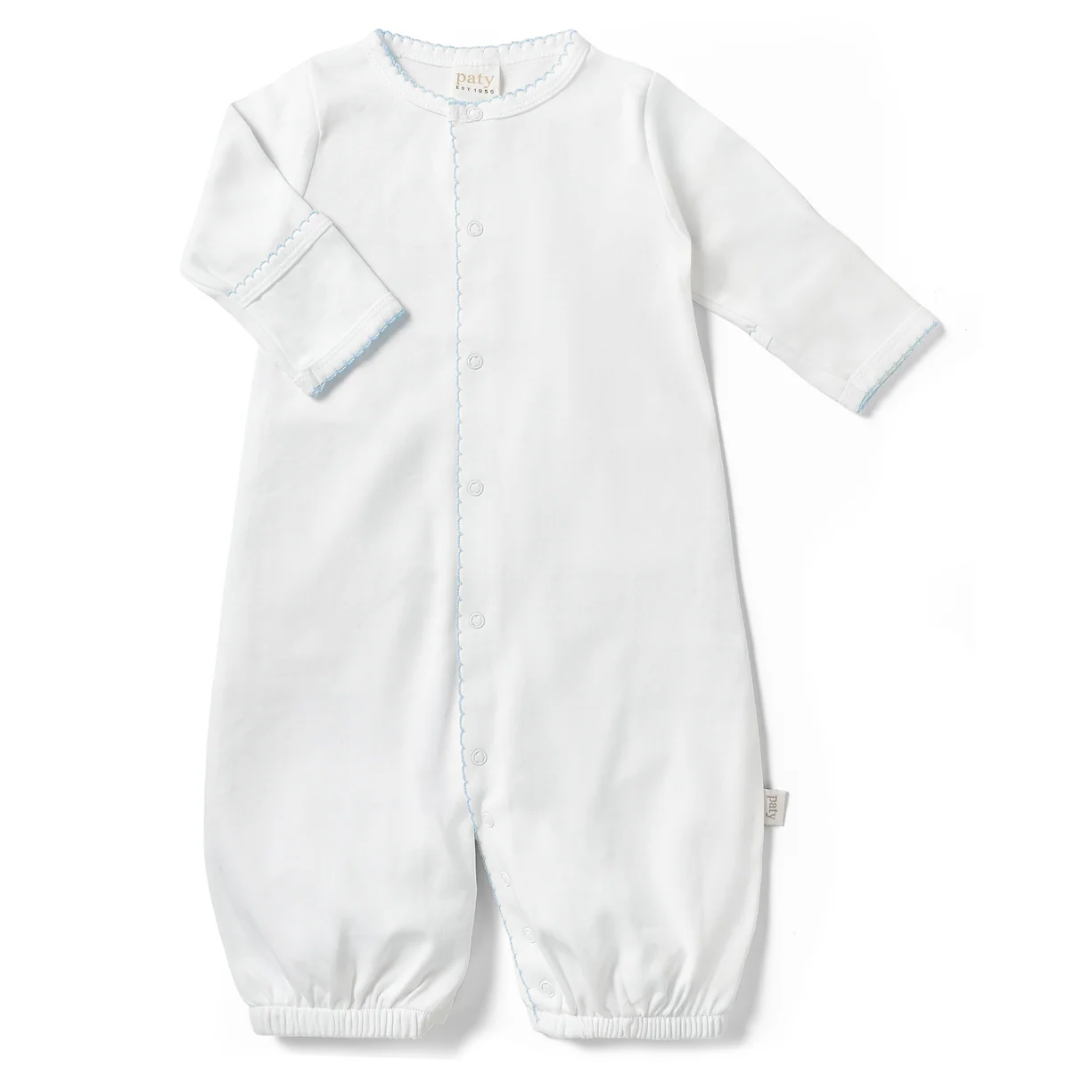 Paty Organic Cotton Interlock Converter Gown White with Blue