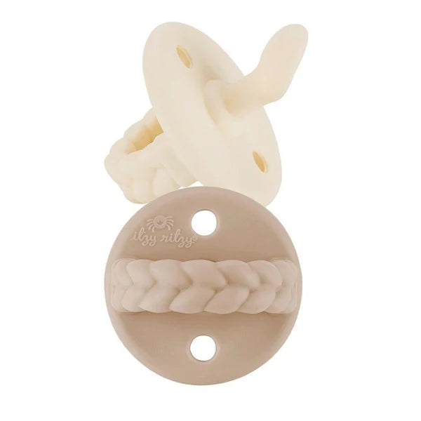 Sweetie Soother Pacifier Set Toast & Buttercream Braids