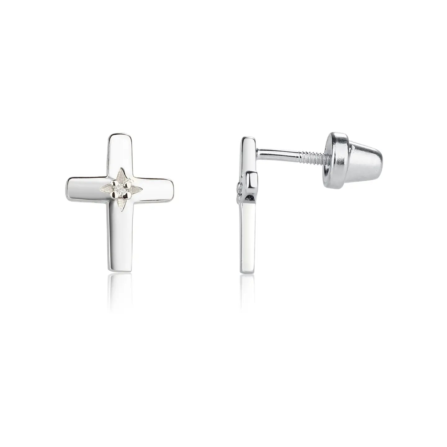 SS Diamond Cross Earrings