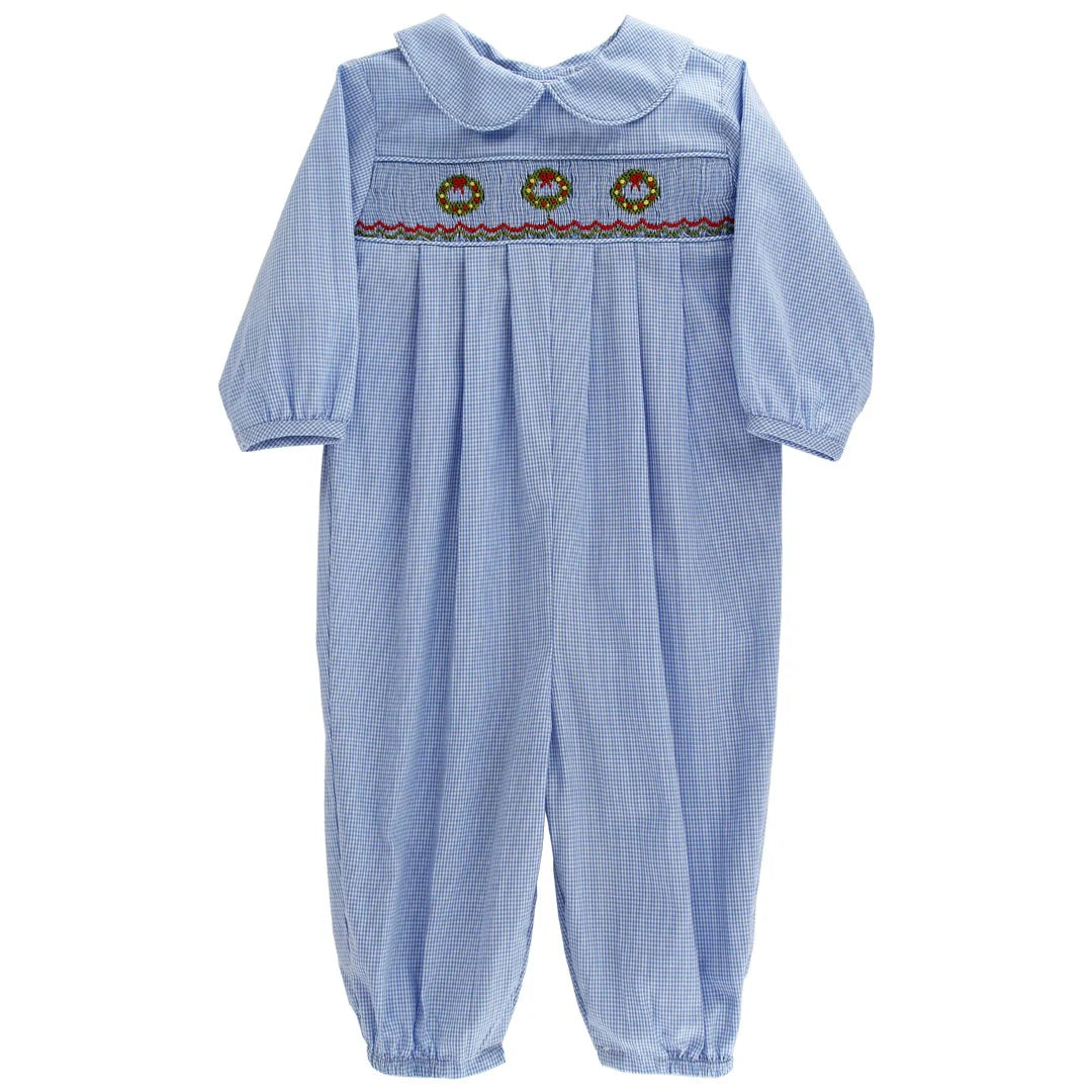 Dressy Bubble Long Wreath on Blue Microcheck