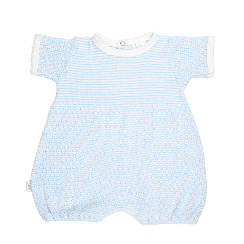 Paty Knit Bubble with Pima Binding Blue with White Trim