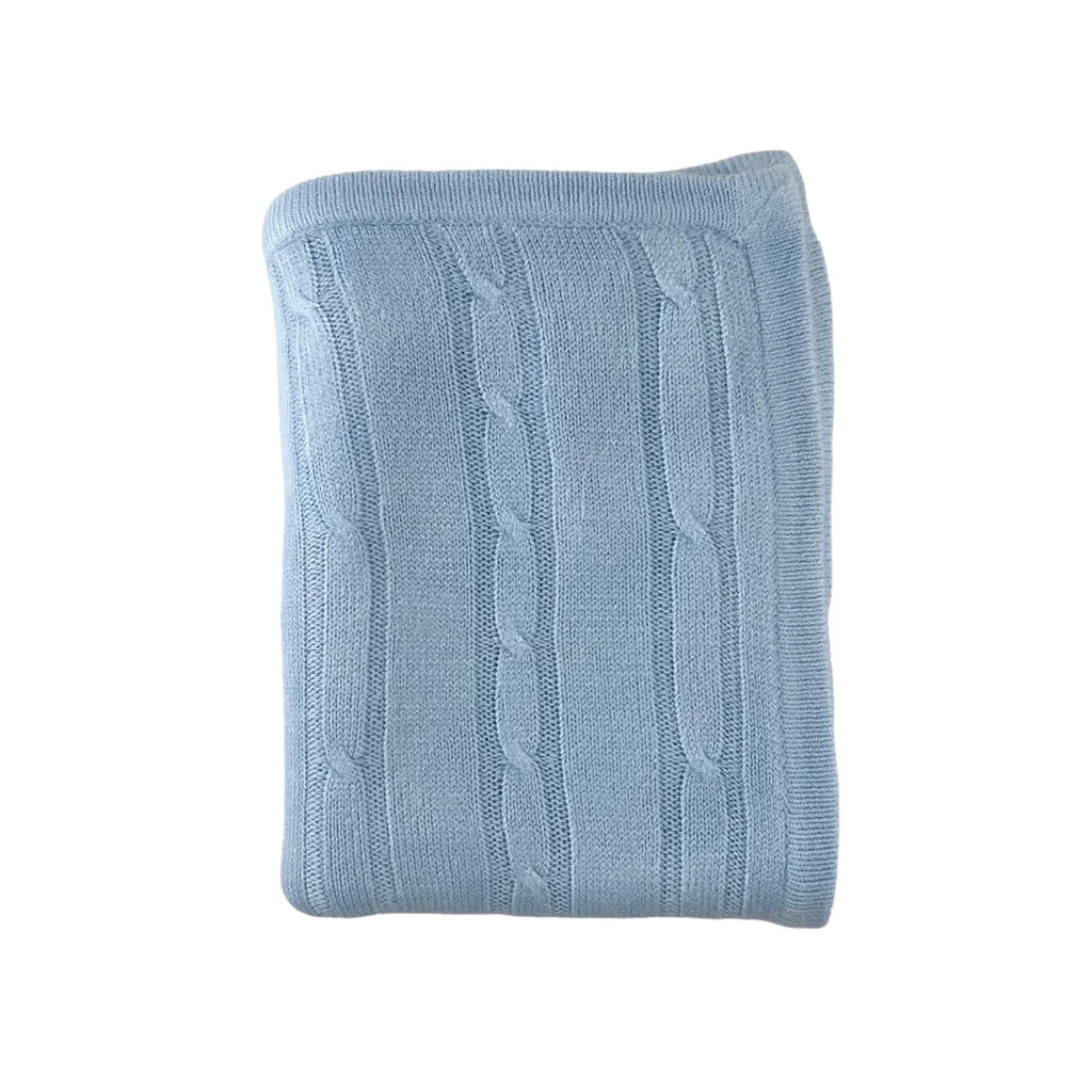 Blue Cashmere-Like Acrylic Cable Knit Blanket 30"x40"