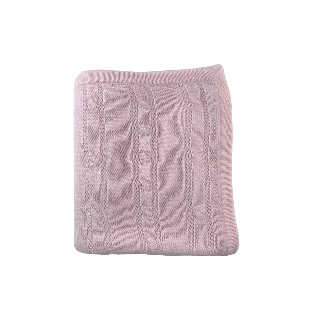 Pink Cashmere-Like Acrylic Cable Knit Blanket 30'x40"