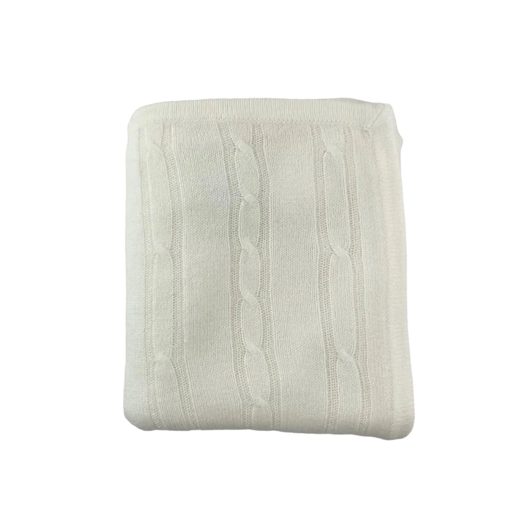 Ivory Cashmere-Like Acrylic Cable Knit Blanket 30"x40"