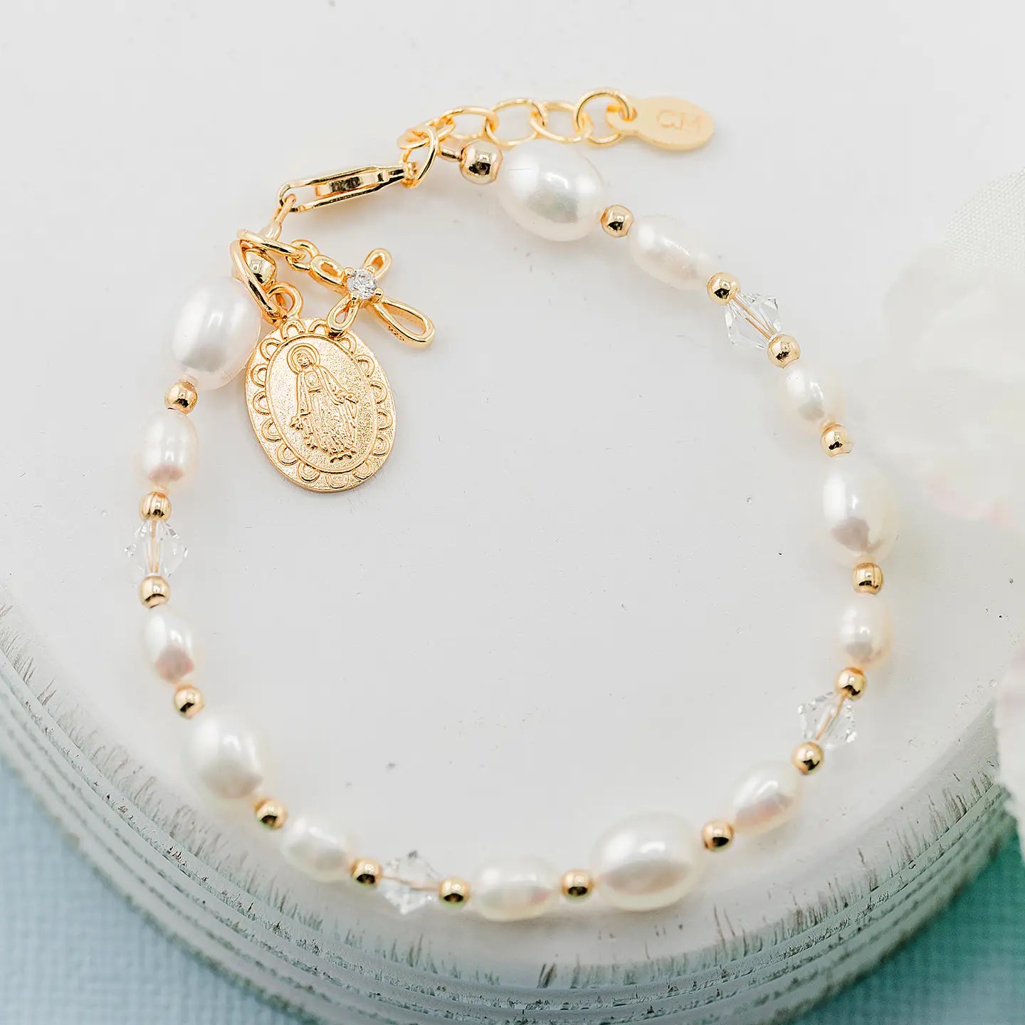14K Gold-Plated First Communion Bracelet with Miraculous