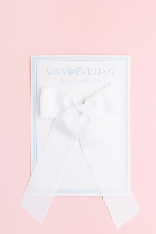 Scalloped Long-Tail Bow White