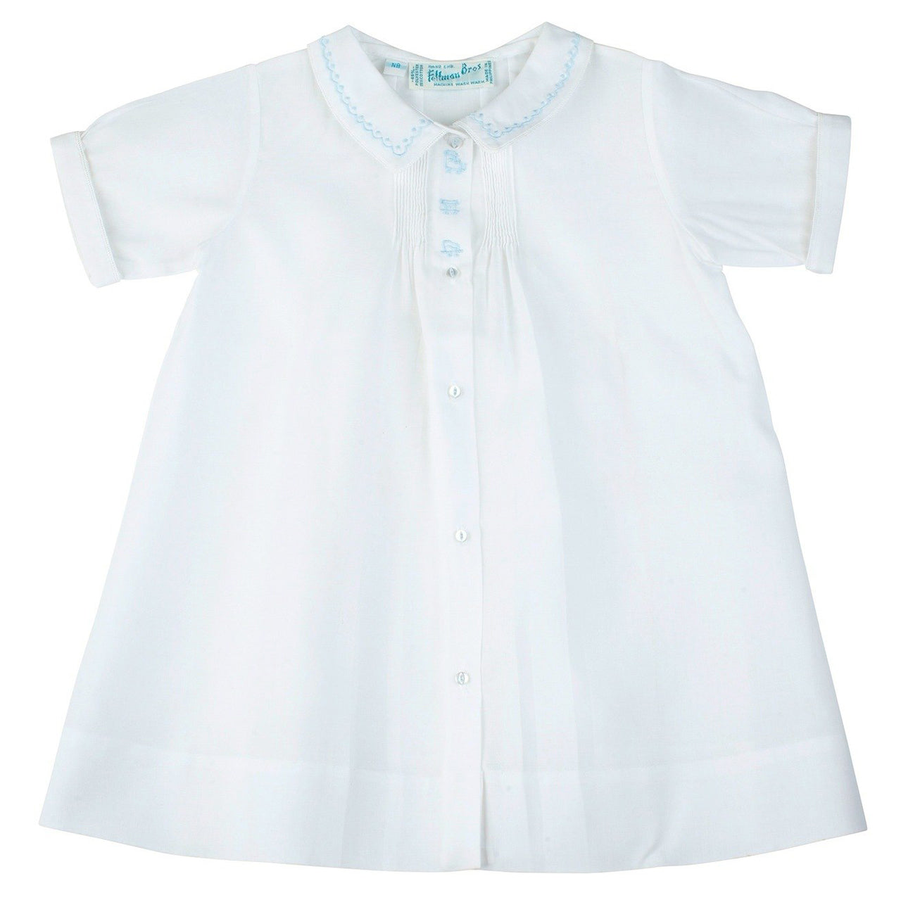 White Boys Train Embroidery Folded Daygown