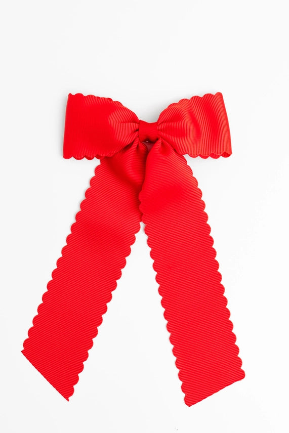 Scalloped Long-Tail Bow Red
