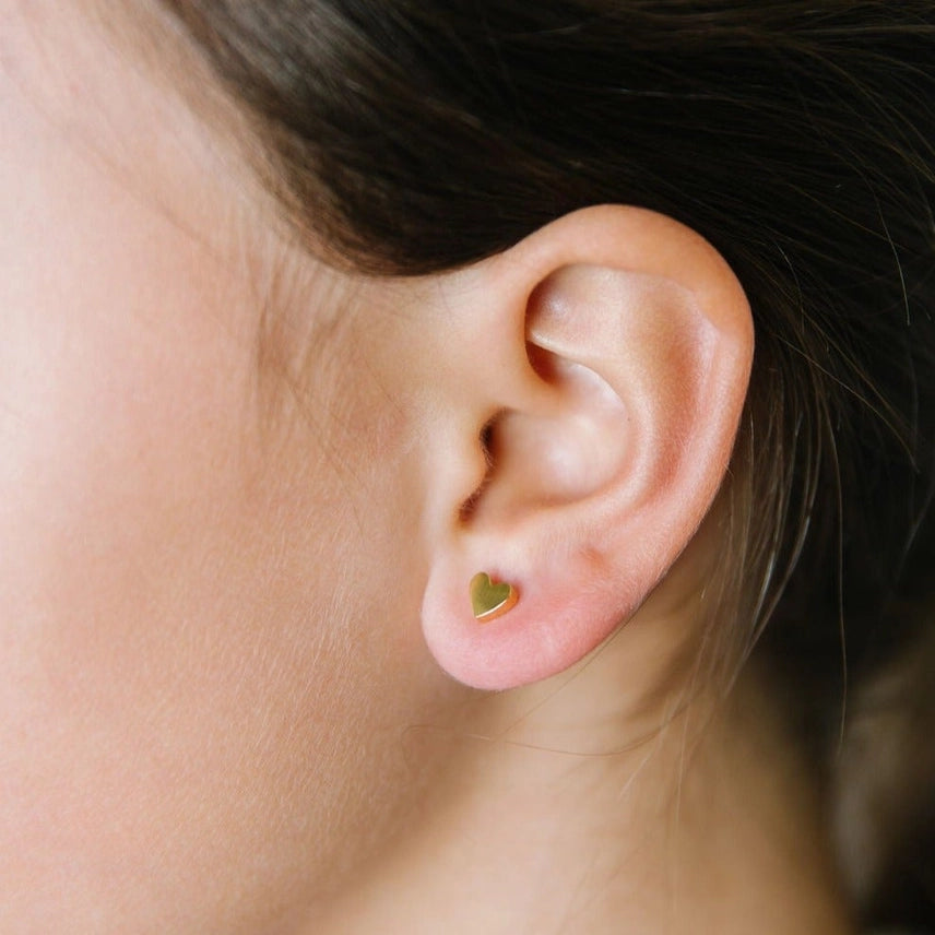 Heart Stud Earrings Gold