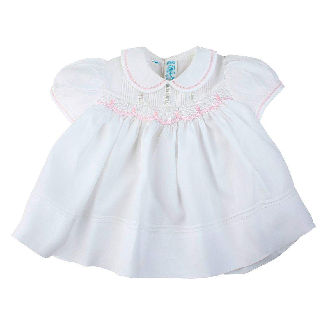 White Rosebud Detail Smocked Dress