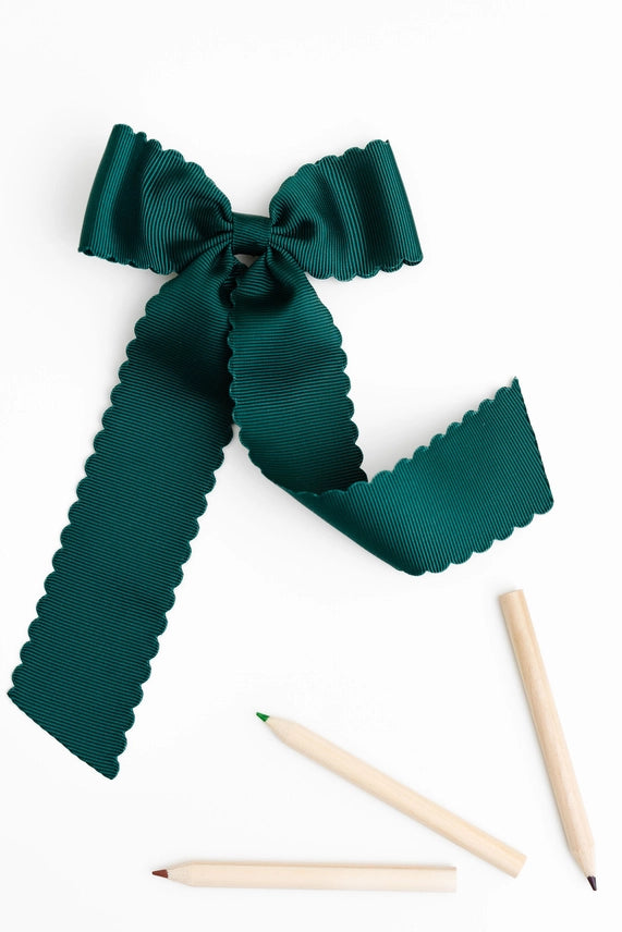 Scalloped Long-Tail Bow Forrest Green