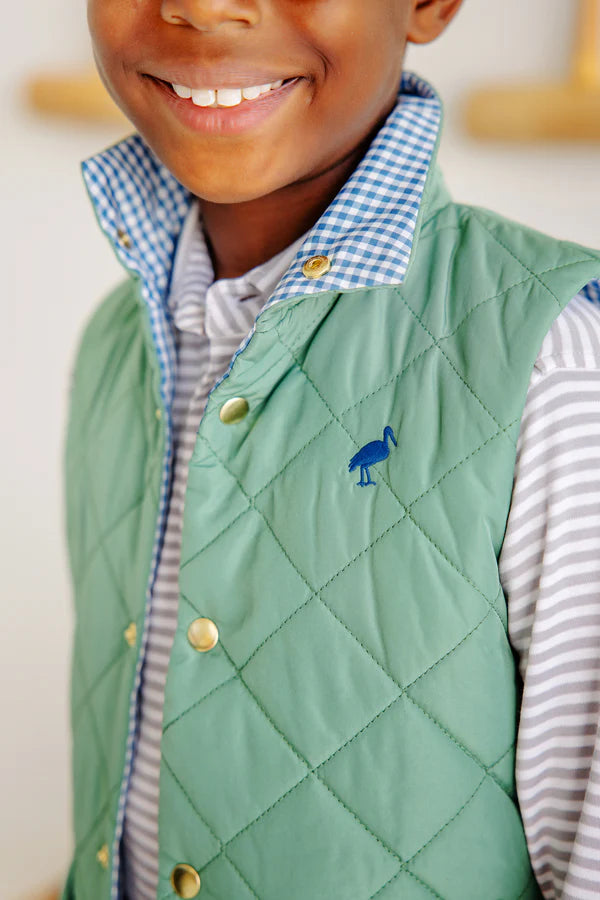 Vaughn Vest Gallatin Green/Barnsley Blue Mini Gingham