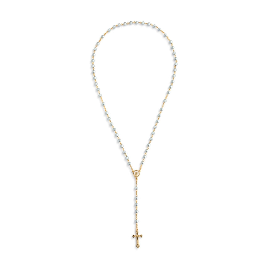 Mid Blue Rosary + Pouch