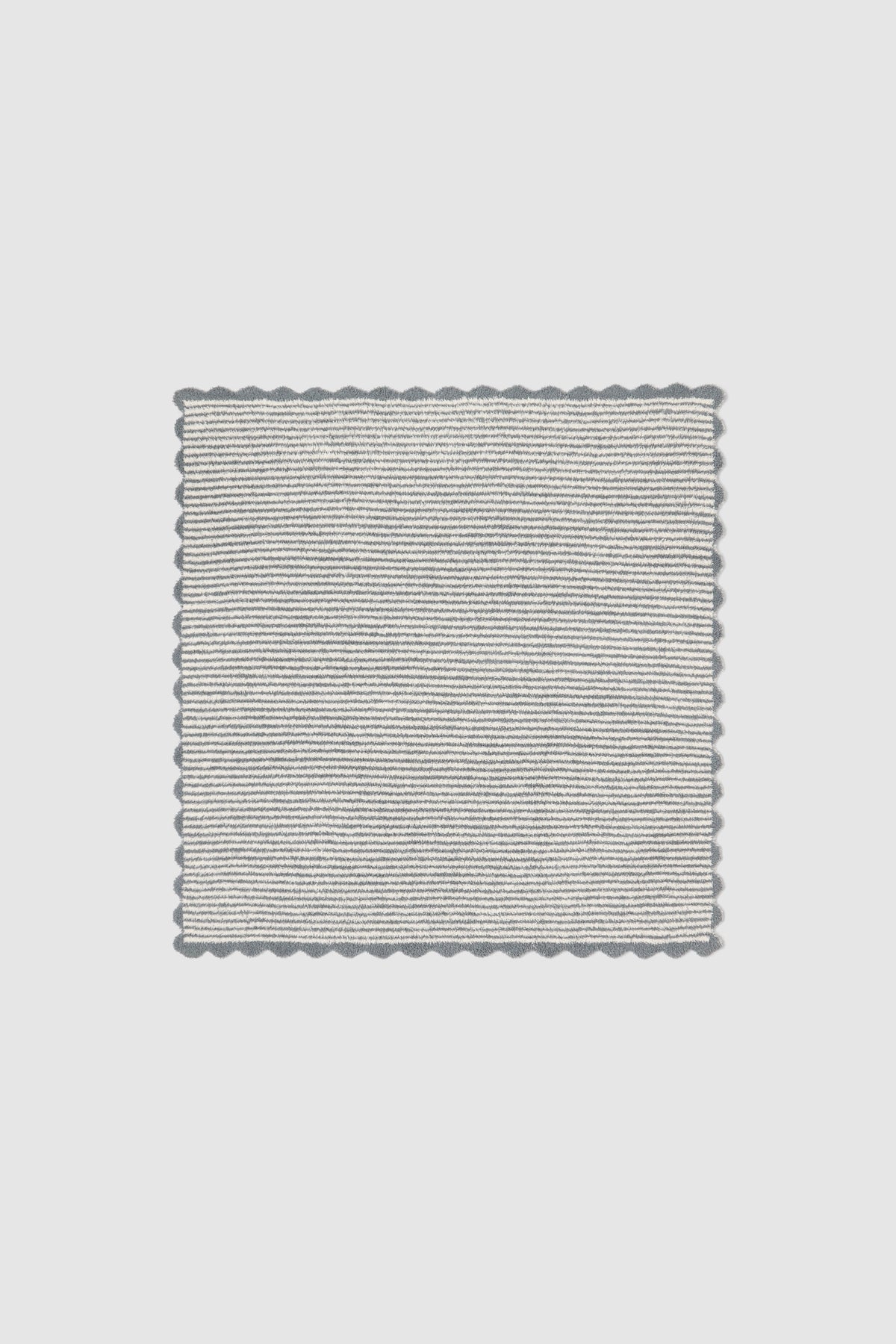 CC Stripe Scallop Blanket Blue Cove Cream