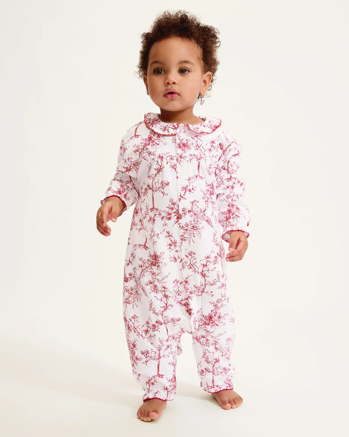 Baby's Twill Madeline Romper Red Timeless Toile