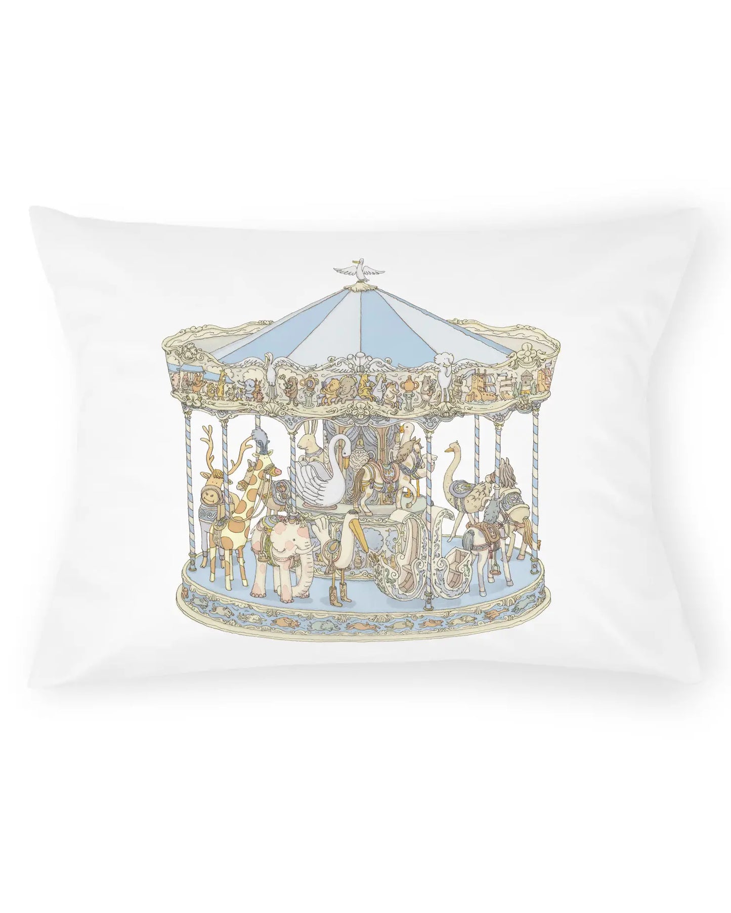 Satin Cushion Carousel Blue