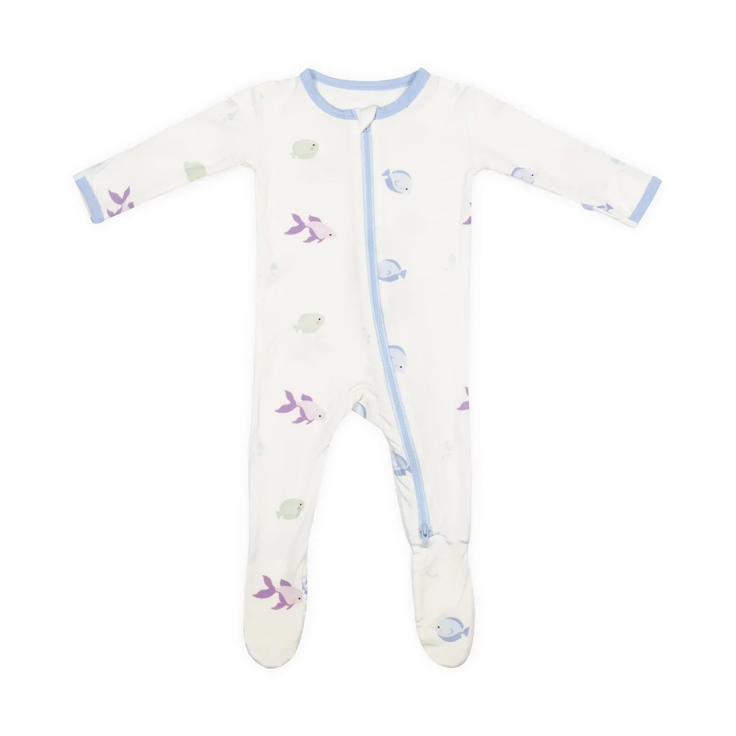 Blue Fish Zippered Footie