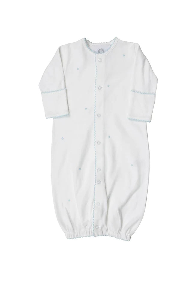 Scallop Dot Converter Gown White with Blue Dots