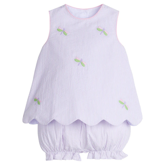 Embroidered Bow Back Bloomer Set Dragonfly