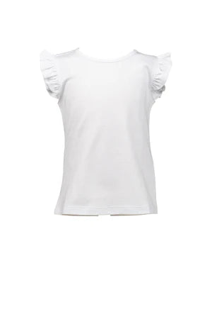 Pima Flutter Sleeve Girl Shirt White