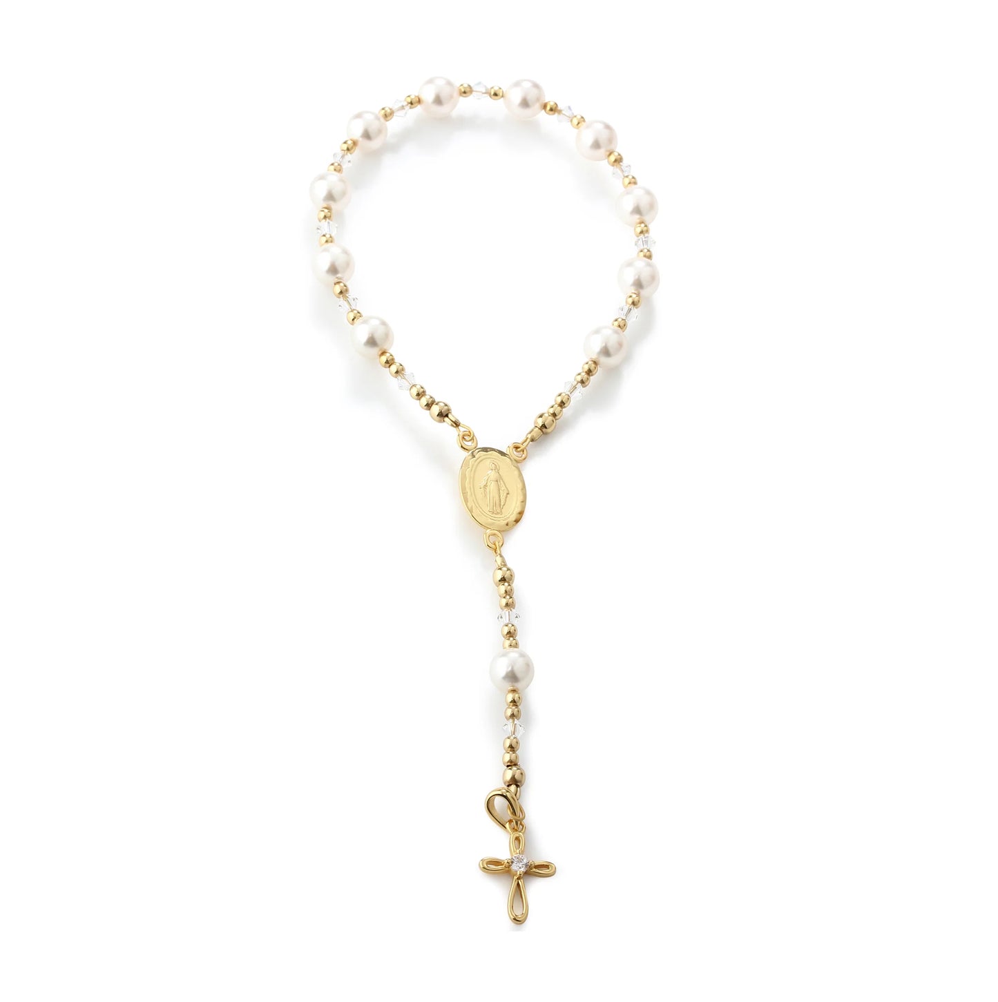 Gold Plated Sterling Silver Baby Rosary Baptism Gift
