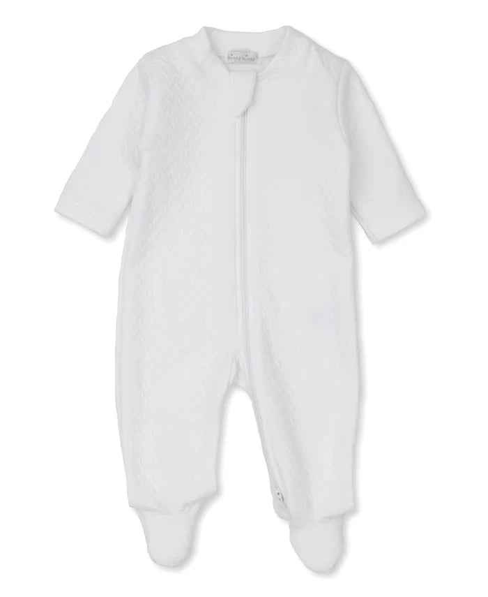 Jacquard Footie w/ Zip White