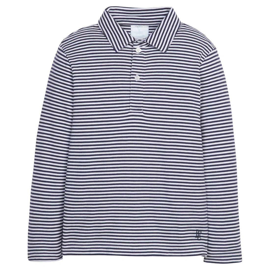 Long Sleeve Polo Navy Stripe