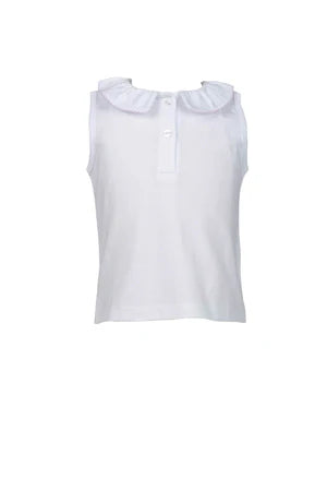 Ruffled Peter Pan Sleeveless Shirt Pink Trim