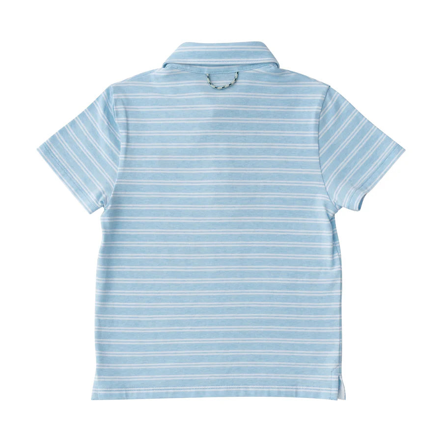 Boys Short Sleeve Too Cool for School Heathered Polo Light Blue Stripe