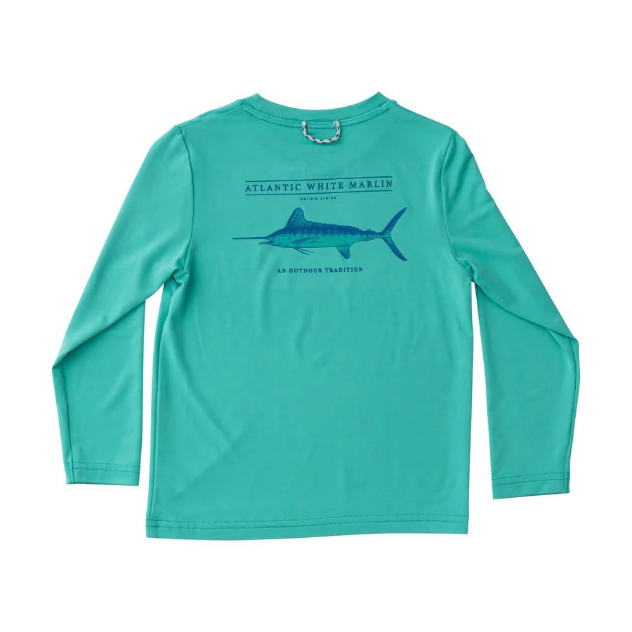 Kids Pro Performance Long Sleeve Fishing T-shirt Turquoise Marlin