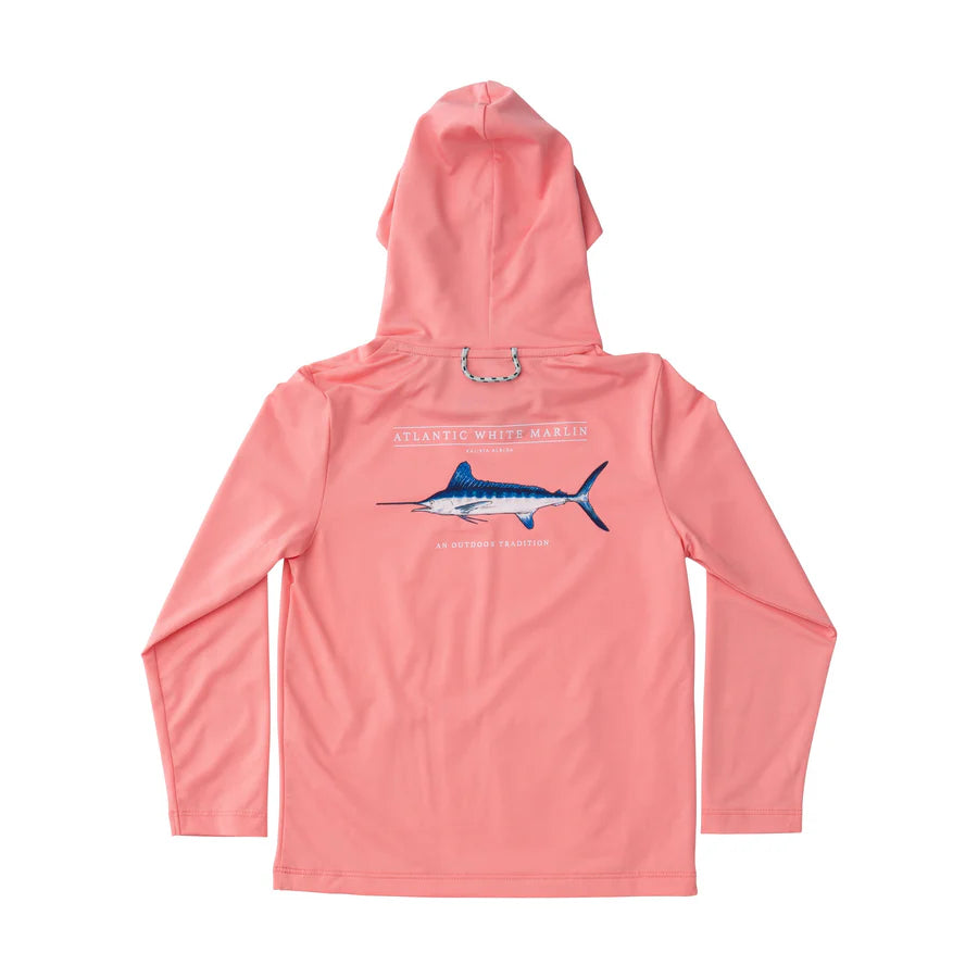 Kids Pro Performance Hoodie Fishing T shirt Coral Marlin