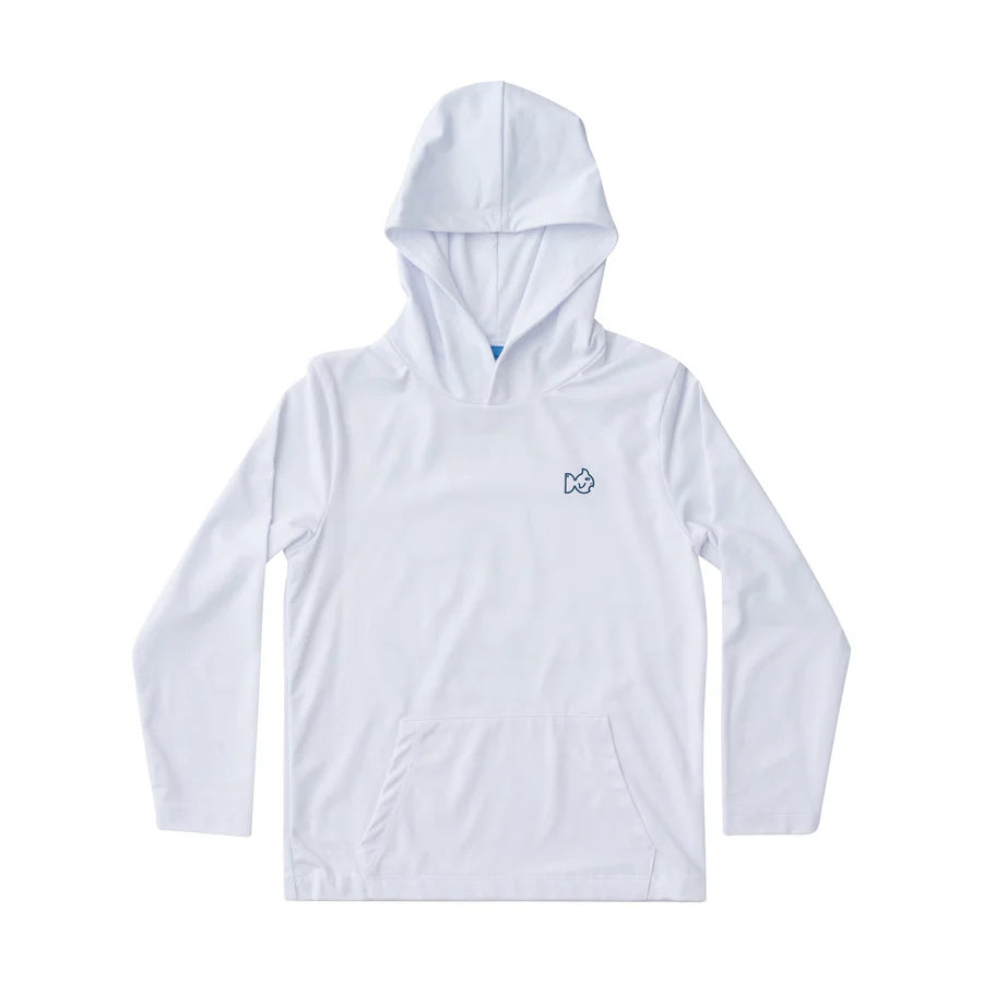 Kids Pro Performance Hoodie Fishing T shirt White Three Fish
