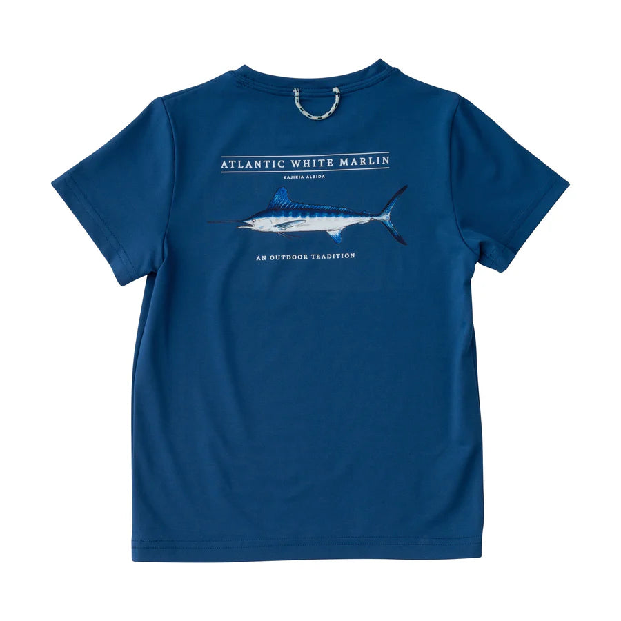 Kids Pro Performance Short Sleeve Fishing T-shirt Navy Fish