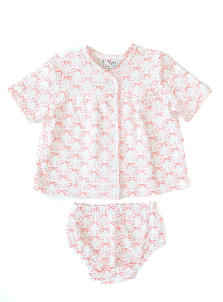 Bows Layette Diaper Cover Set