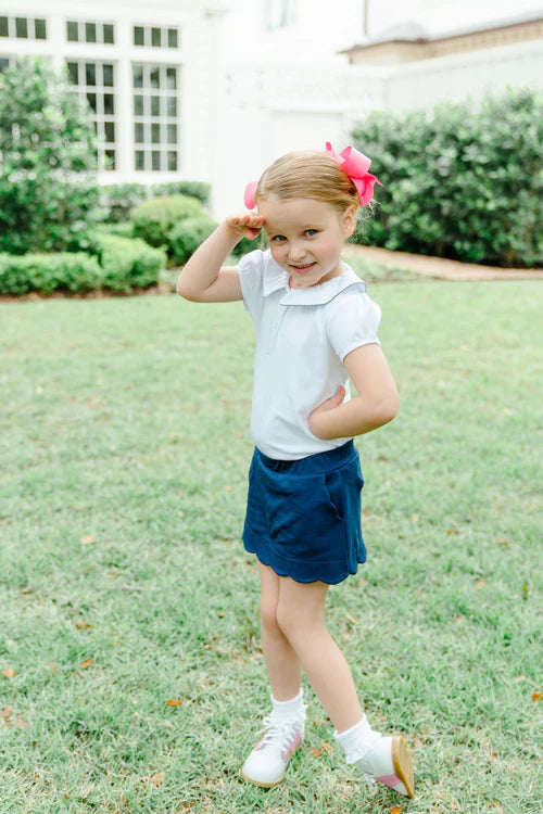 Navy Sophia Scalloped Skirt