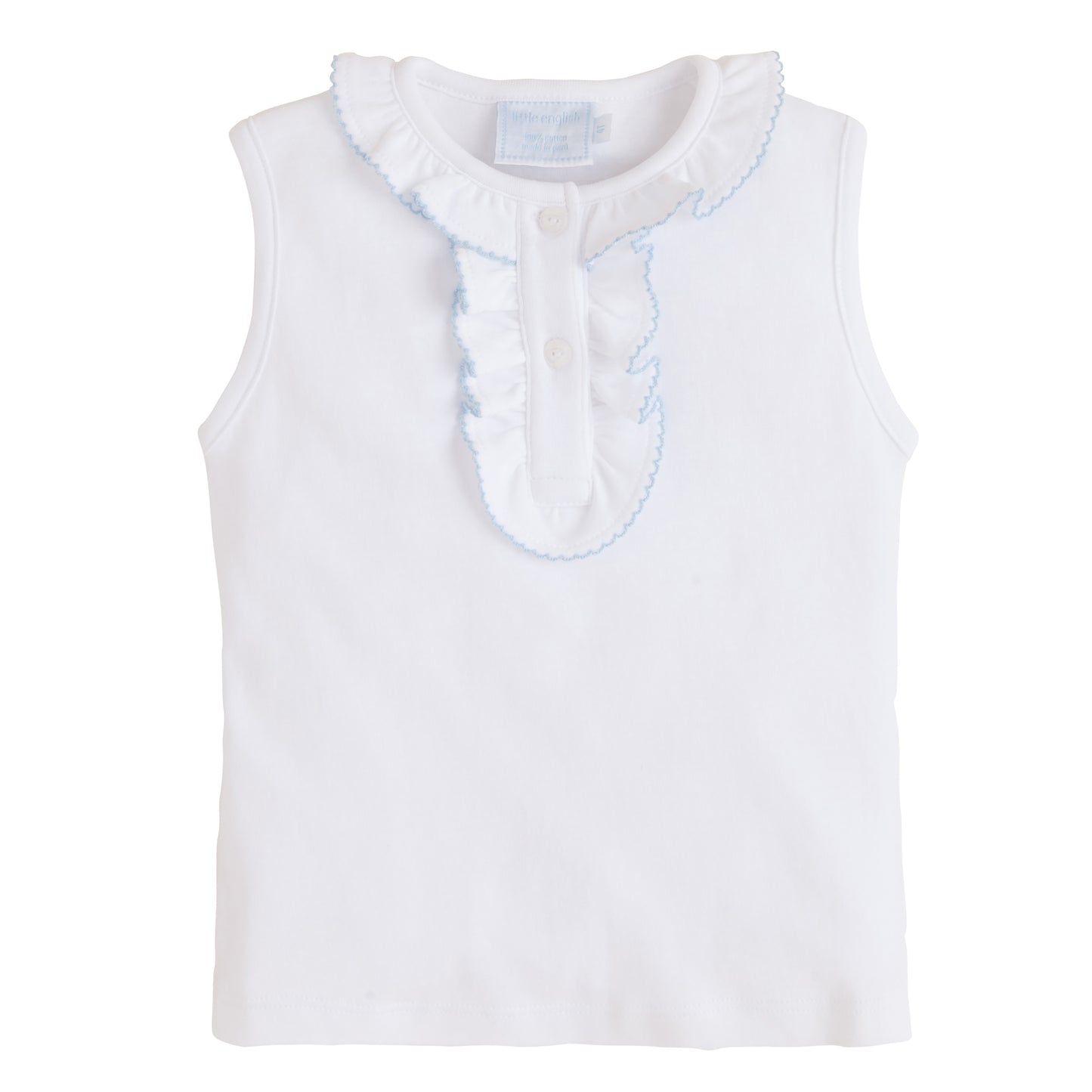 Ruffled Henley Light Blue
