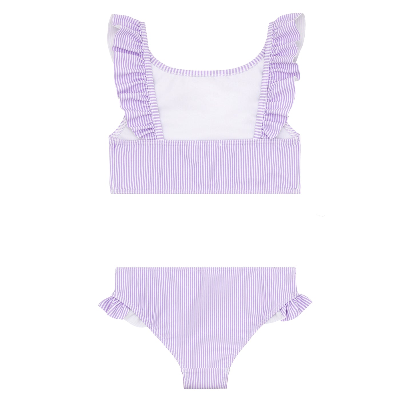 Lavender Micro Stripe Ruffle Neck Bikini