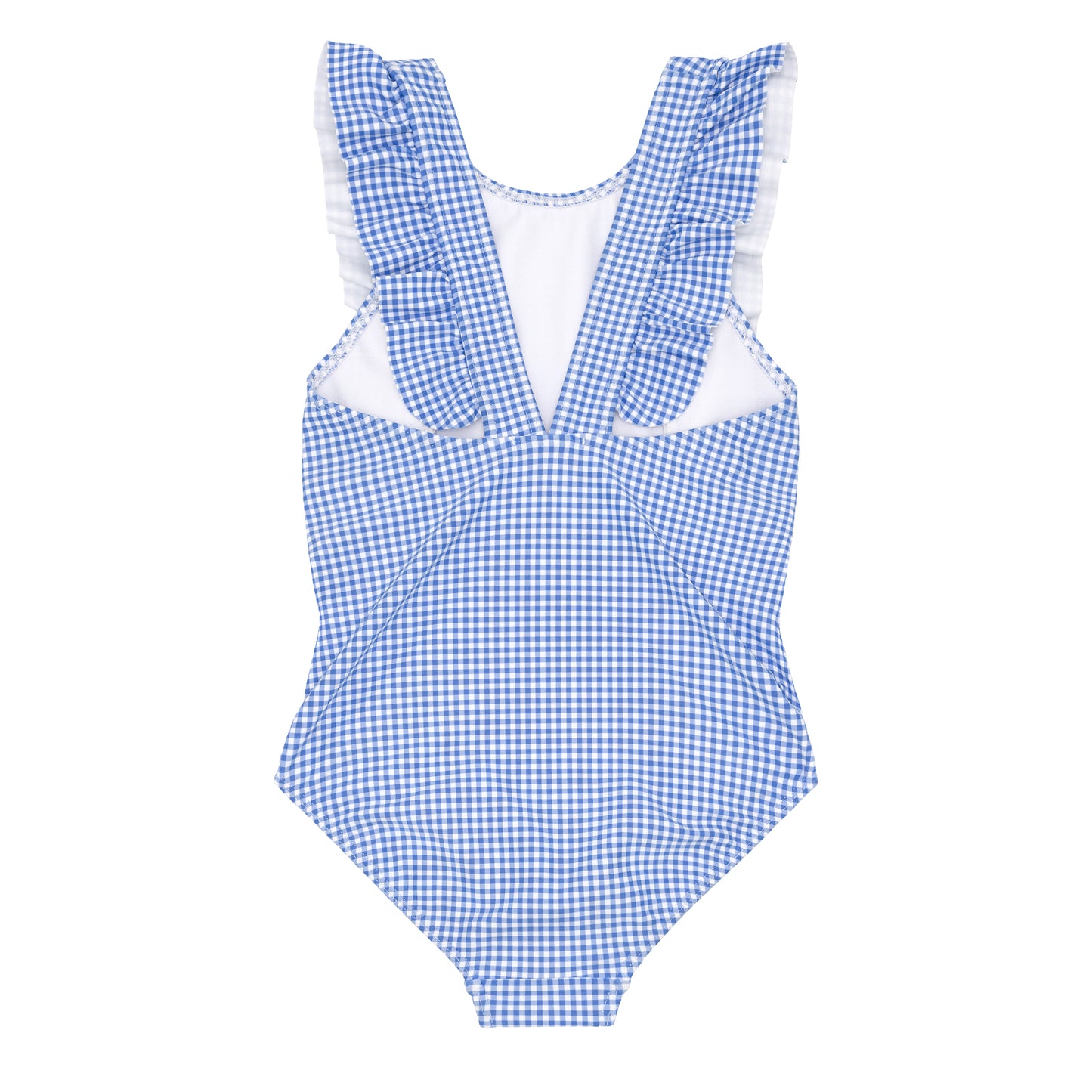 Blue Micro Gingham Ruffle One Piece