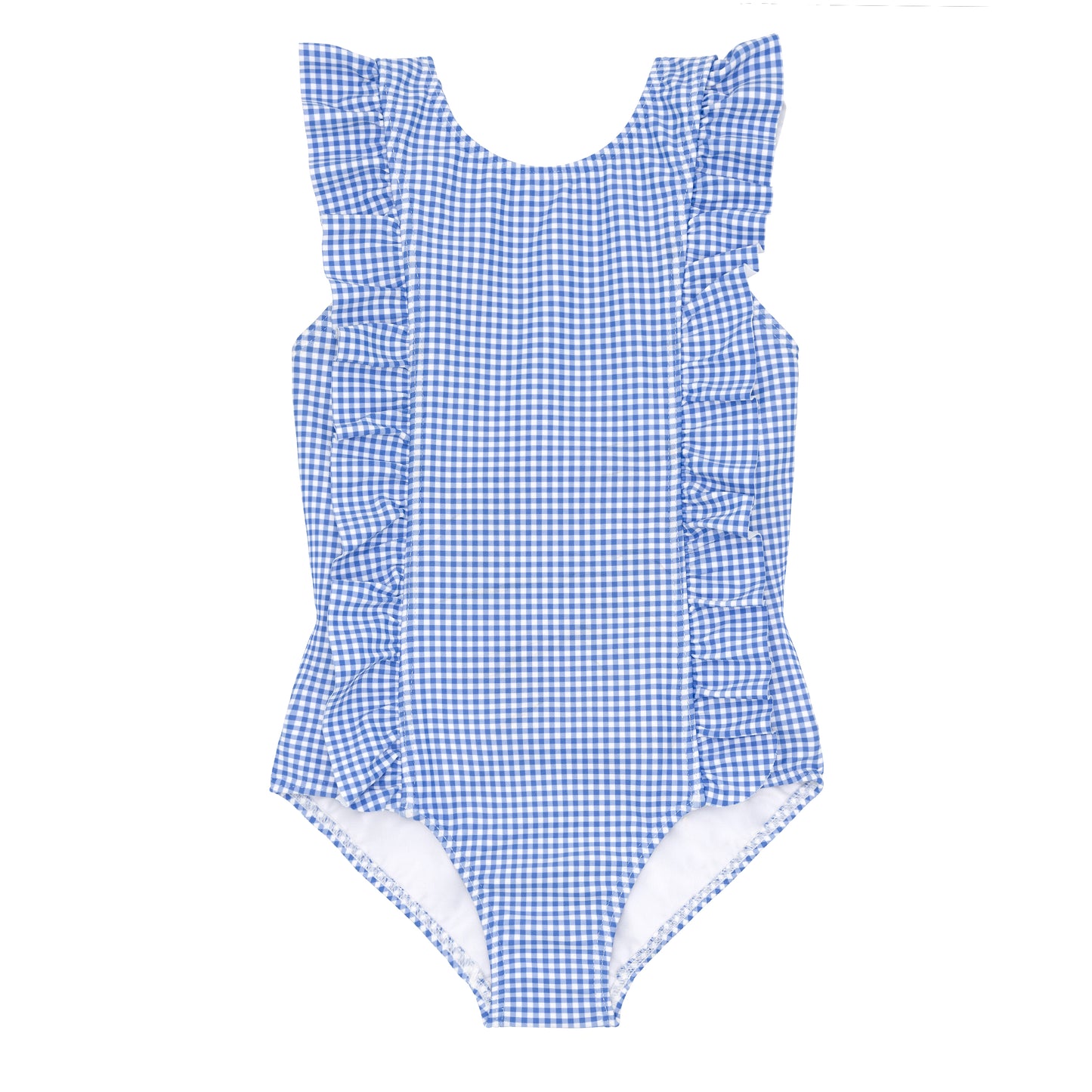 Blue Micro Gingham Ruffle One Piece