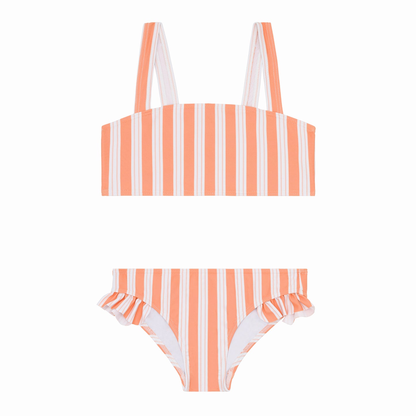 Papaya Stripe Bandeau Top Swim Shorts Bikini