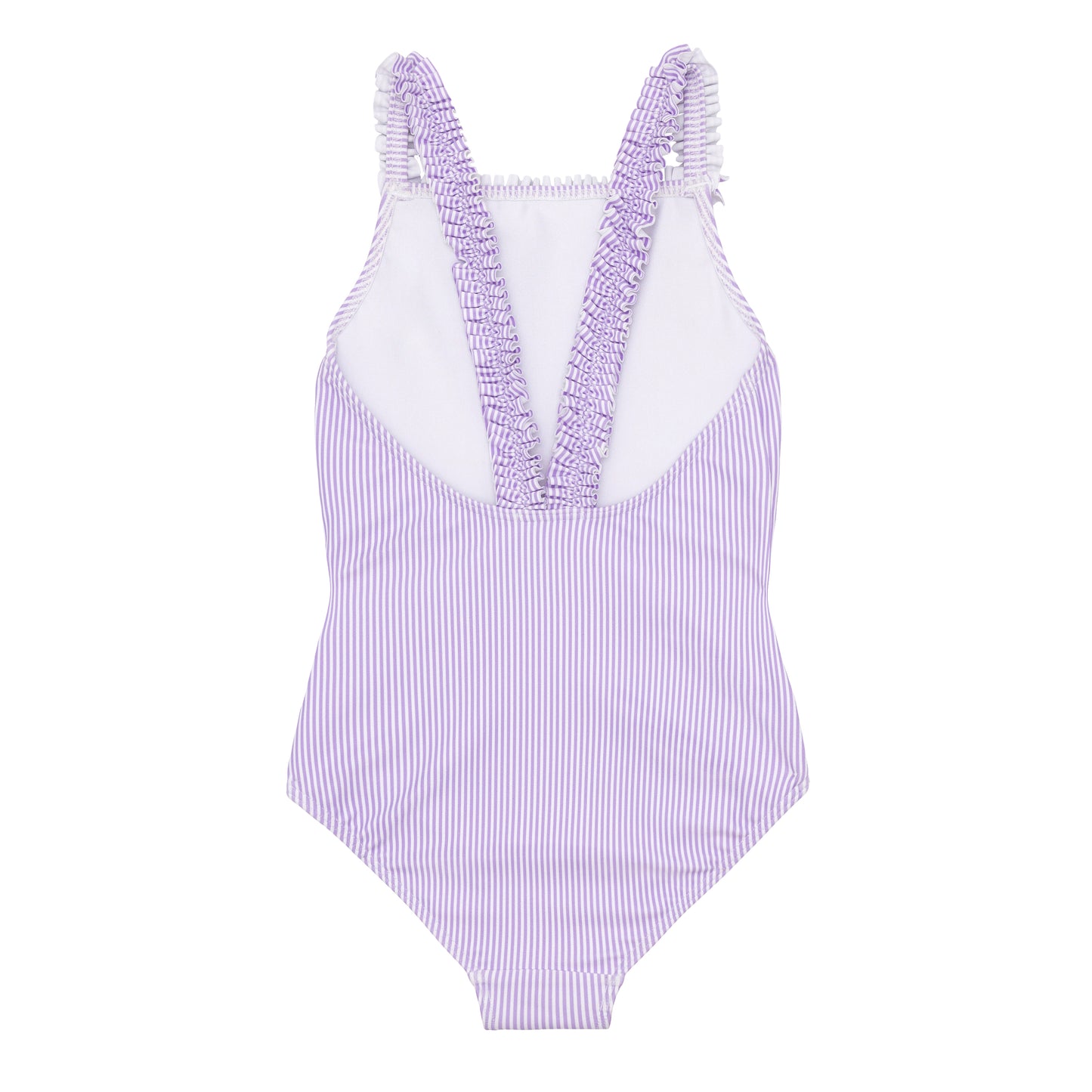 Lavender Micro Stripe Ruched Strap One Piece