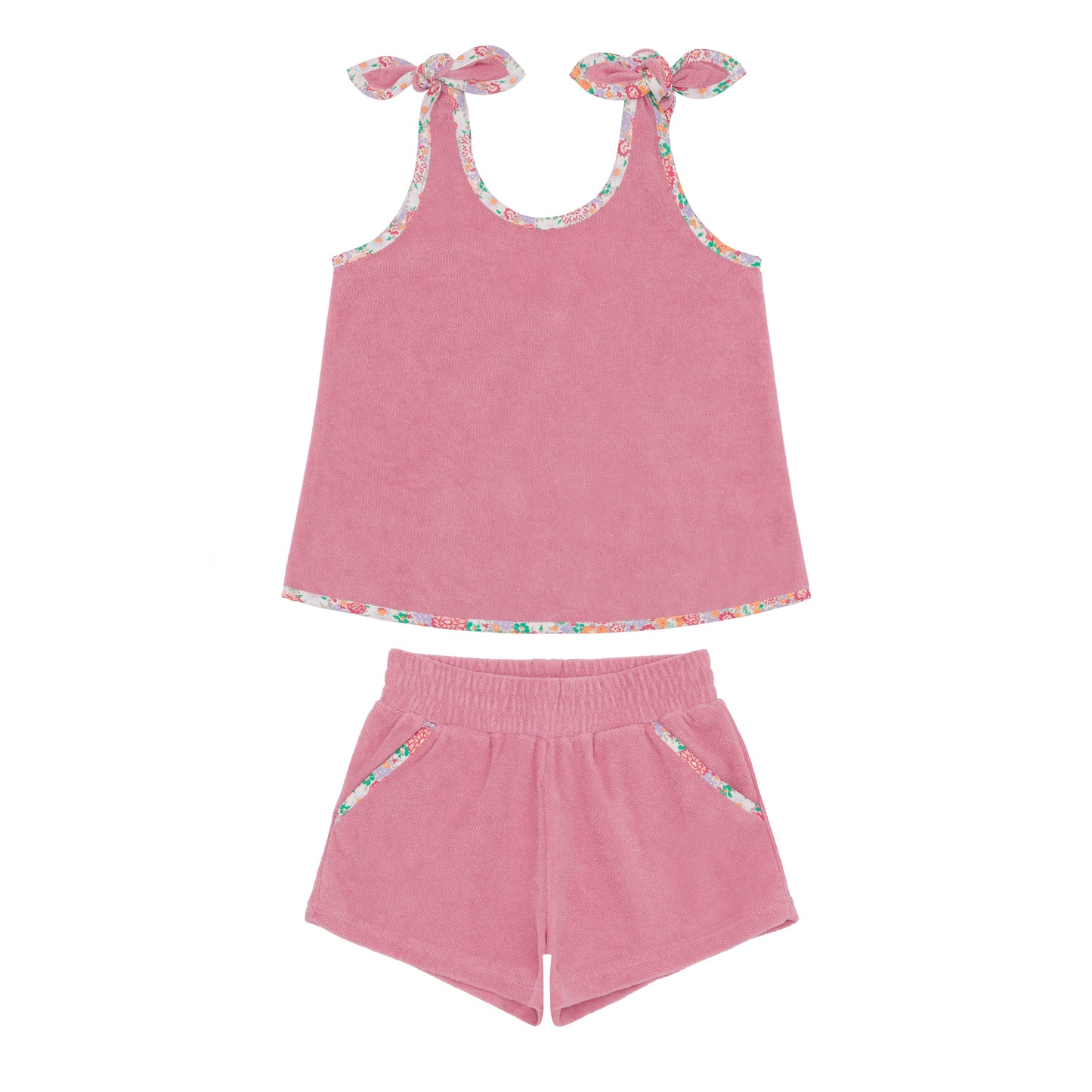 Pink Sands French Terry Tie Knot Tank top and Short Set