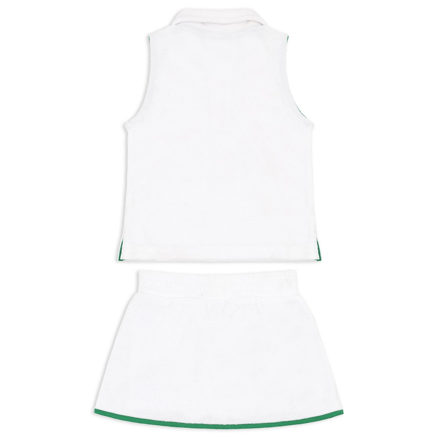 White French Terry Top and Skort Set with Deep Mint Trim